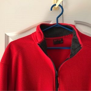 SPTK Vintage Lightweight 1/4 Zip Red/Navy Fleece Long Sleeve Pullover Large